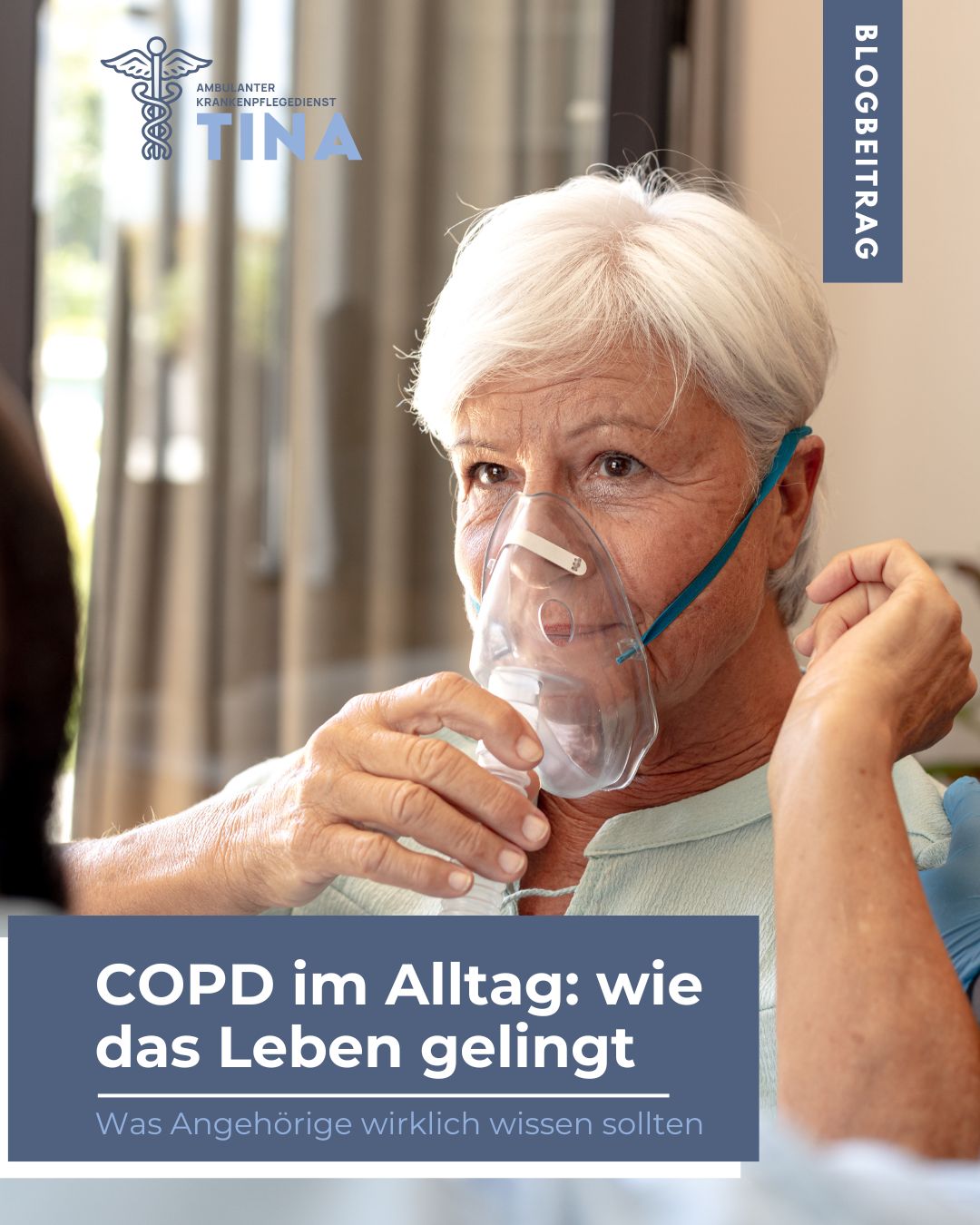 Das Bild zeigt einen Mann mit einer Atemmaske, symbolisch für: Alltag mit COPD Wie ein gutes Leben trotz chronischer Lungenerkrankung gelingt