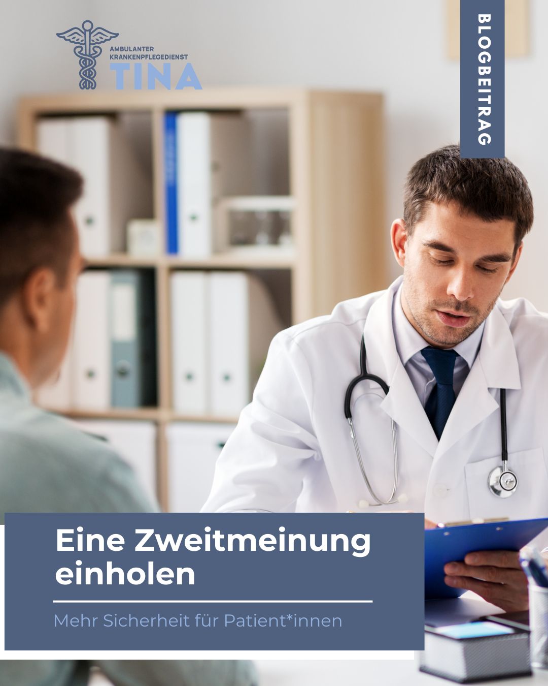 Auf dem Bild sieht man einen Patienten, der sich mit einem Arzt unterhaltet, symbolisch für Eine Zweitmeinung einholen: Mehr Sicherheit für Patient*innen