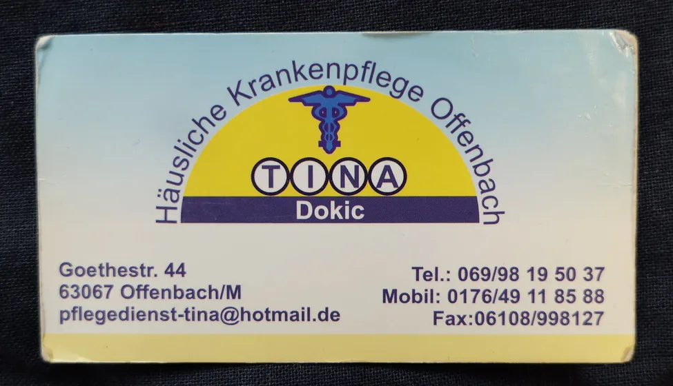 Visitenkarte des Pflegedienstes Tina mit der Adresse Goethestraße 44 in Offenbach am Main