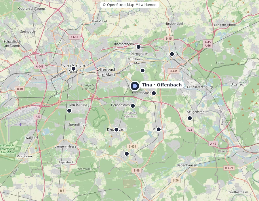 Karte: Versorgungsgebiet im Rhein-Main-Gebiet mit allen 12 Städten